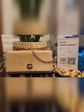 Gucci Snake Skin Tan GG Marmont Long Wallet